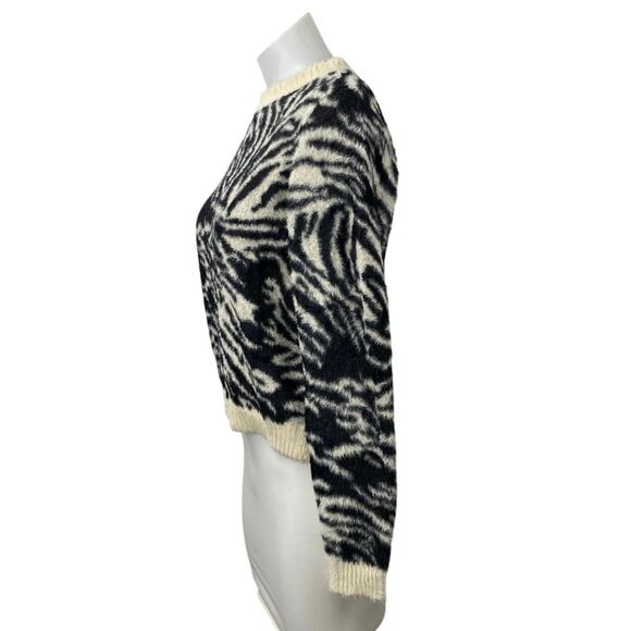NEW MNG Women's Multicolor Zebra Animal Print Long Sleeve Crop Sweater Top Sz M - Picture 2 of 5